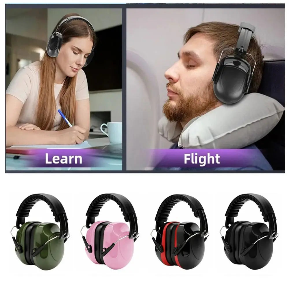 Heavy Duty ABS Soundproof Earmuffs Foldable Adjustable Noise Reduction Earmuffs Safety Comfortable Protective Headphones Study