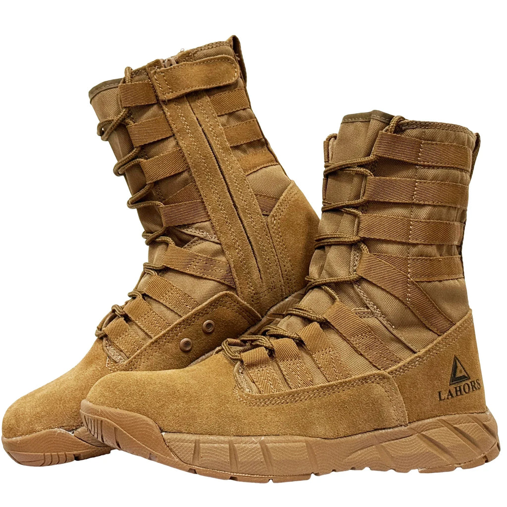 LAHORS® Lightweight Suede Leather Tactical Combat Boot Men Outdoor Hiking Desert Army Shoes Breathable Male Ankle Boots Man made