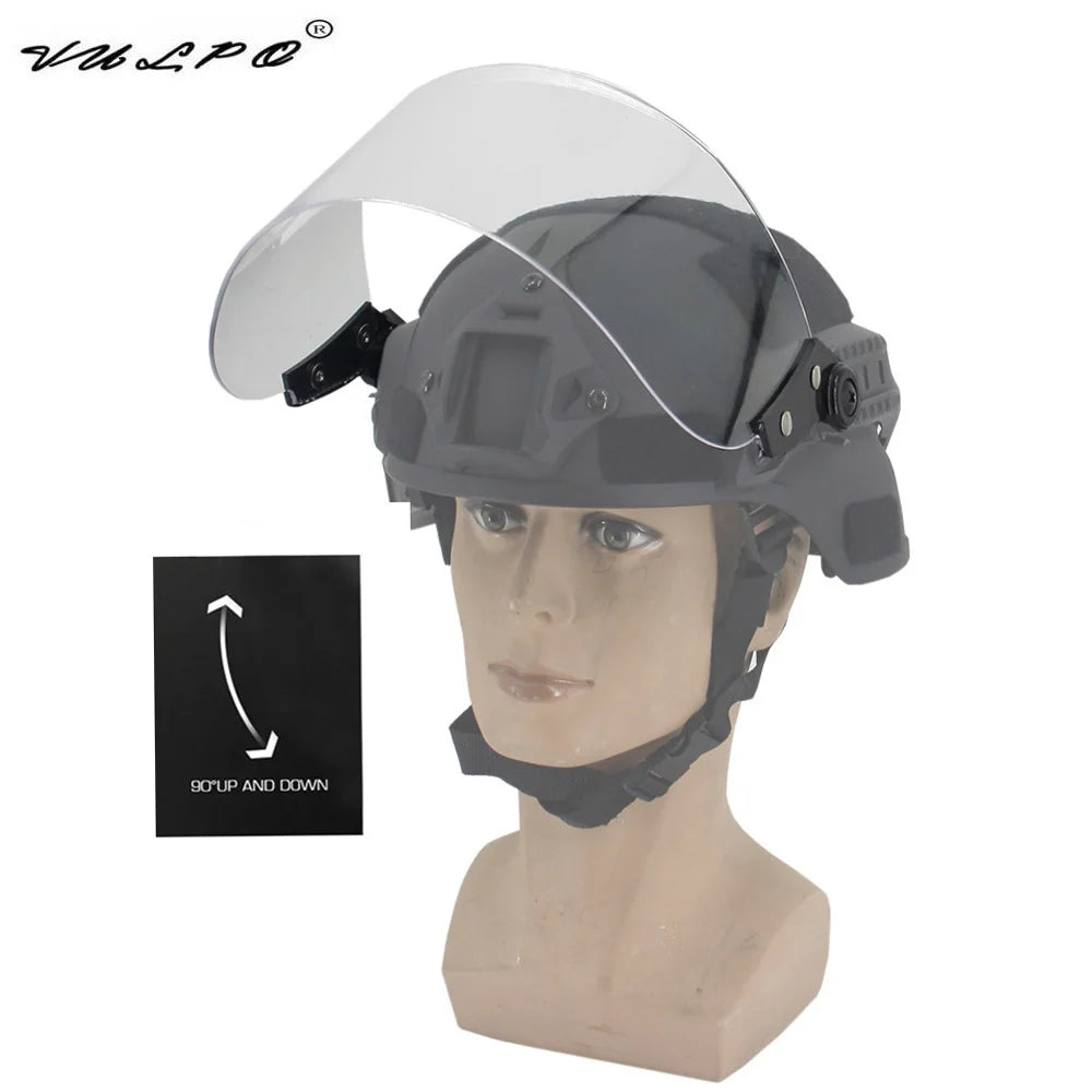 VULPO  FAST MICH Helmet Flip Goggles Windshield Lens Riot Mask Tactical Airsoft Paintball CS Wargame Protection Goggles