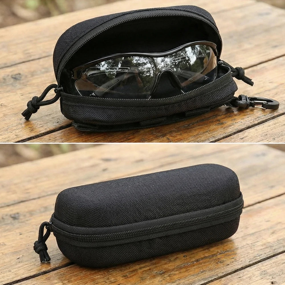 Tactical MOLLE Eyeglass Case Riding Shockproof Protective Goggles Box Portable Outdoor Sunglasses Case For Hiking Hunting Sport