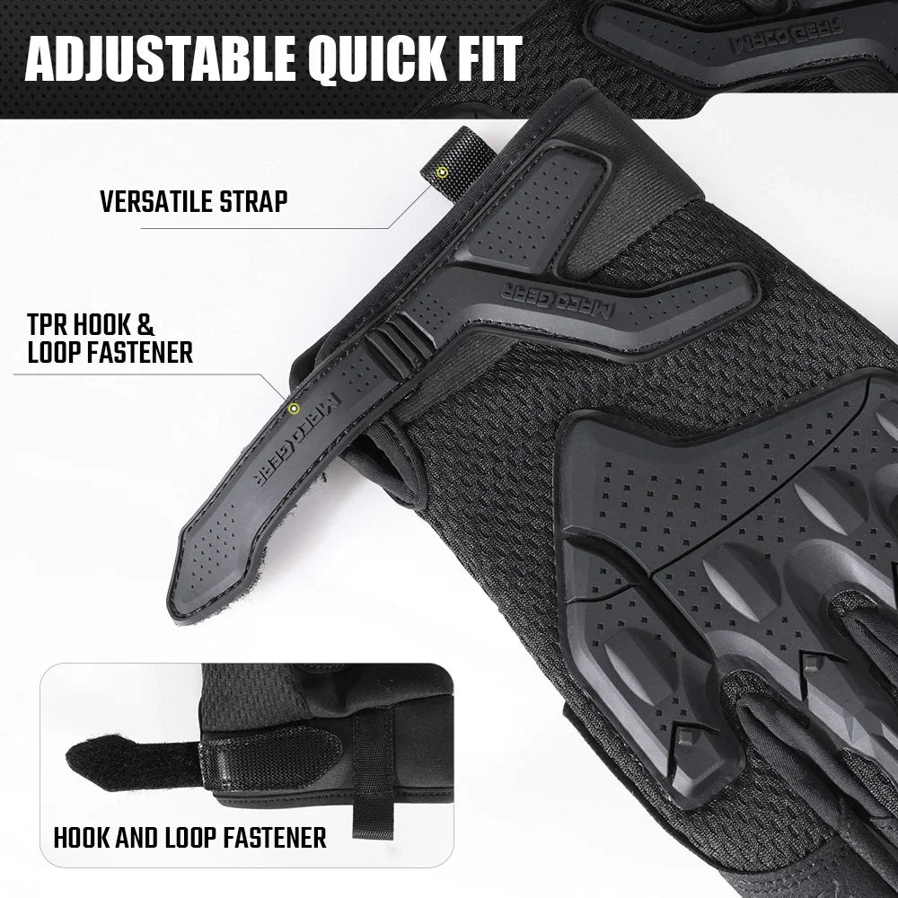 Men Tactical Gloves Touch Screen Sports Outdoor Hiking Cycling Hunting Riding Bike Rubber Protective Gear Non-slip Black Men