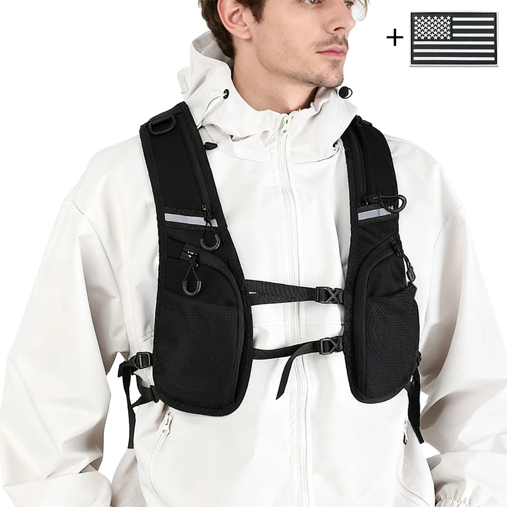 Lightweight Reflective Vest Safety Gear with Multi Pockets for Running Cycling Hiking, Secure Storage for Phone Wallet