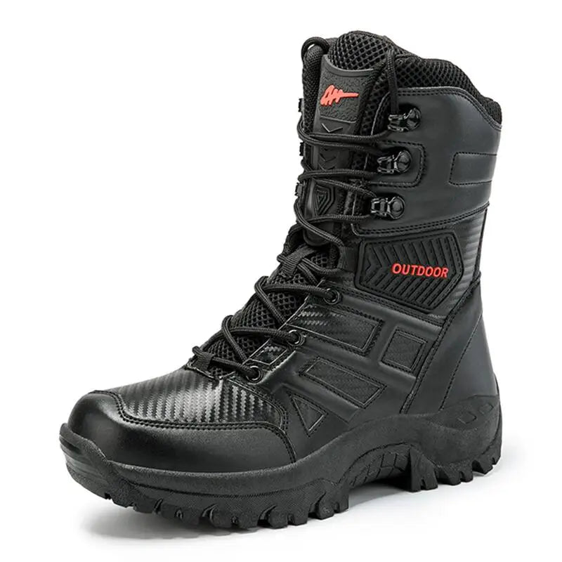 High Quality Men's Brand High-Top Leather Boots Breathable Desert Combat Men's Boots Outdoor Shoes Non-slip Hiking Ankle Boots