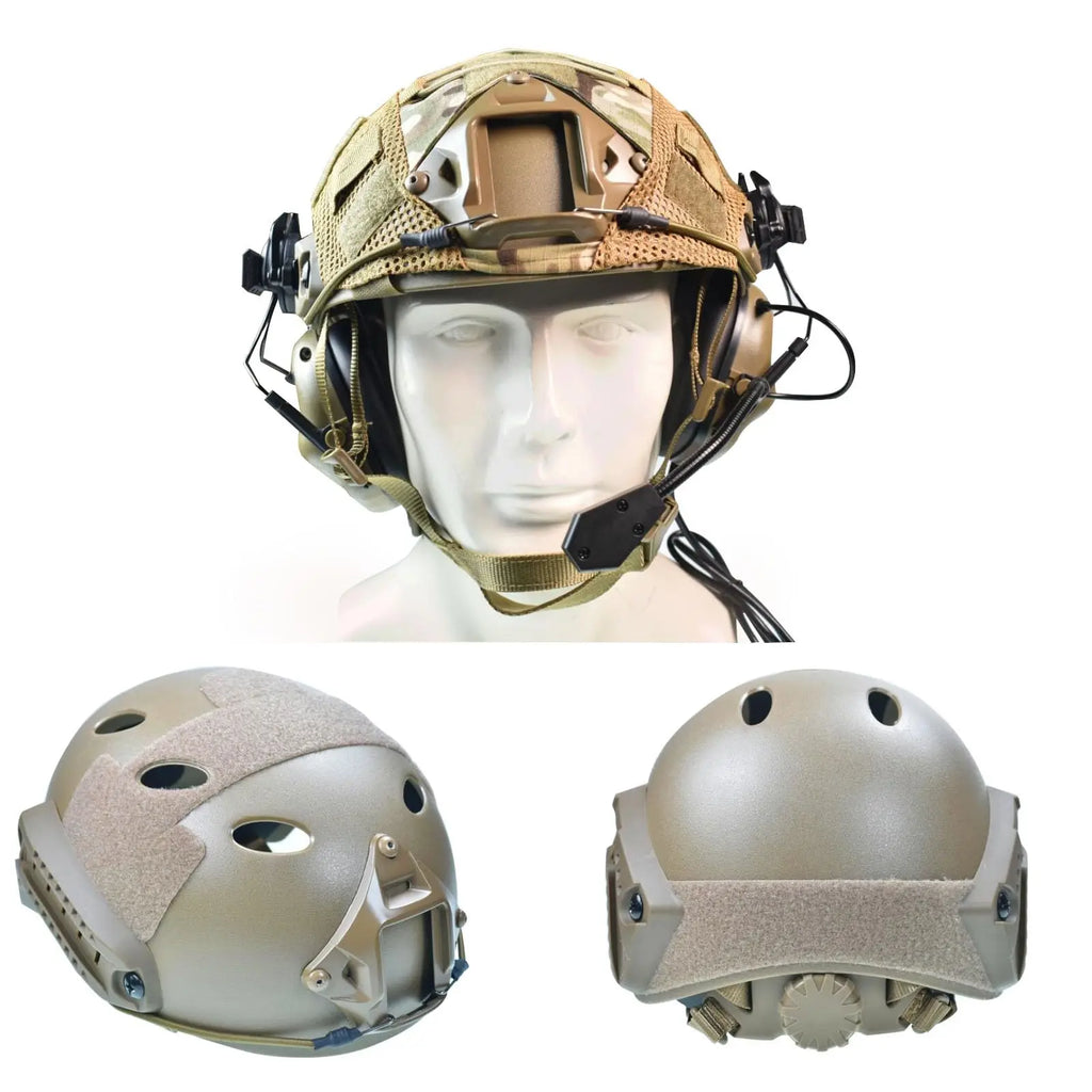 Tactical Airsoft Fast Helmet Set with Headset Helmet Cover Foam Protective Pad Goggles Outdoor Riding Protective Helmet Gear