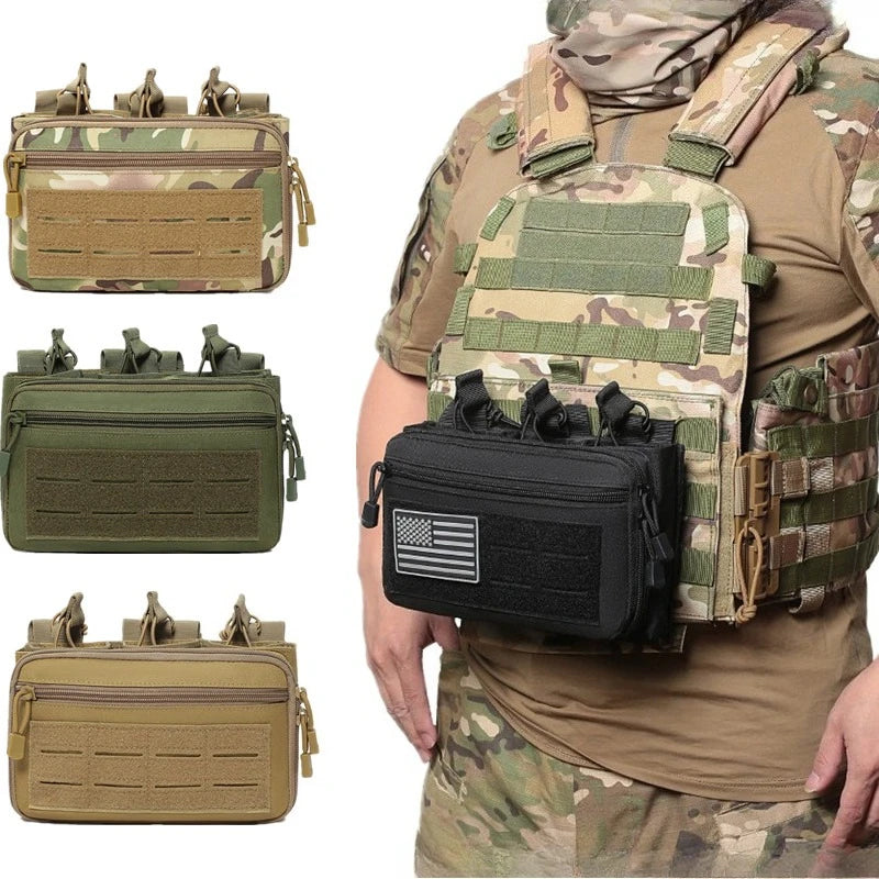 Tactical Molle Pouch with Triple Magazine Pouch Open-Top Mag Pouches Universal Cartridge Holder Accessories Bag