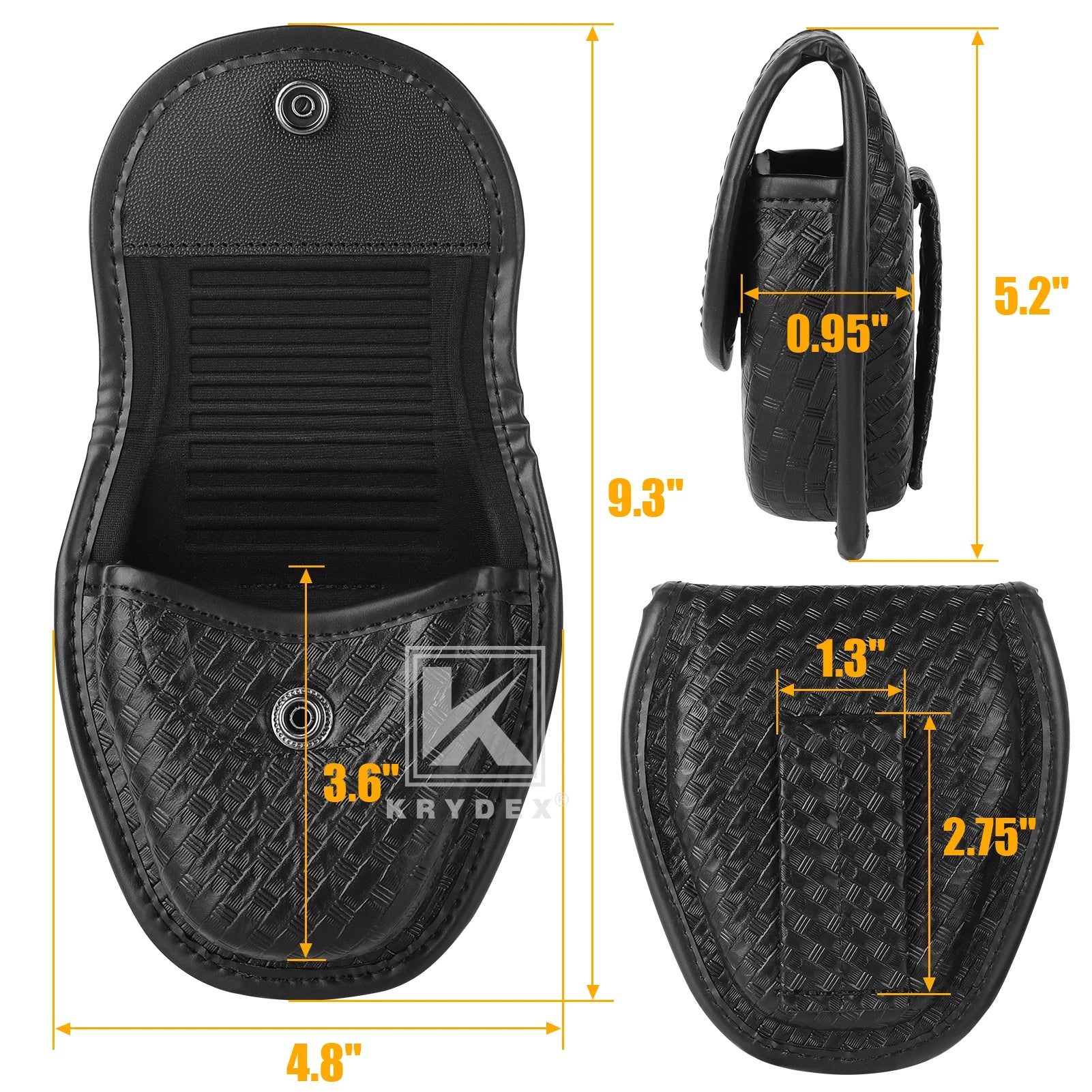 KRYDEX Tactical Double Hidden Snap Handcuff Case Pouch Fits 2” & 2.25” Duty Belt For Law Enforcement & Security Guard Equipment