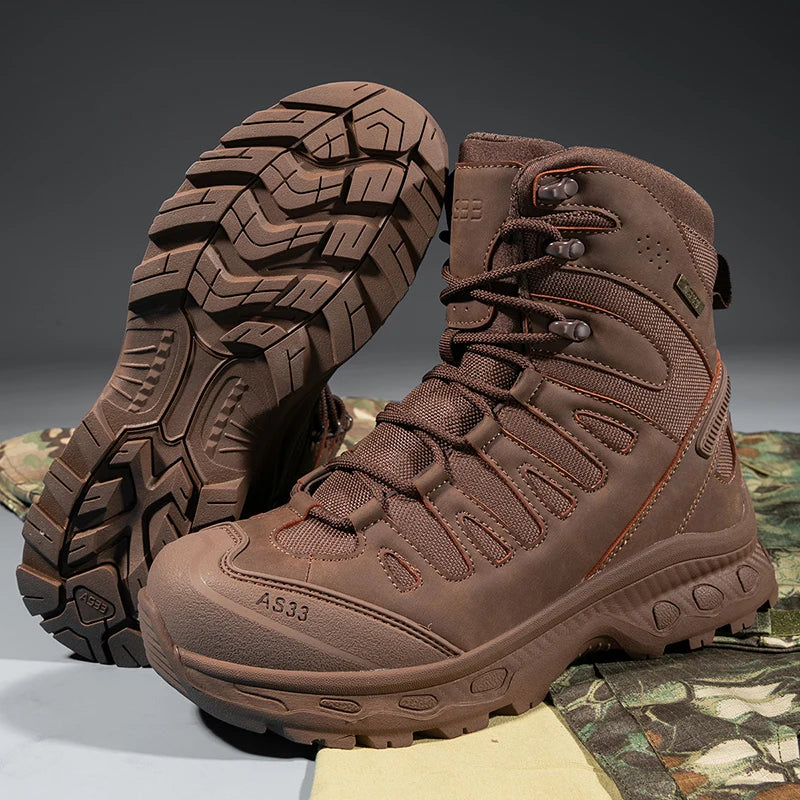Outdoor Leather Mens Slip on Boots Platform Shoes Luxury Brand Men Winter Plush Snow Boots Fashion All-match Men Motocross Boots
