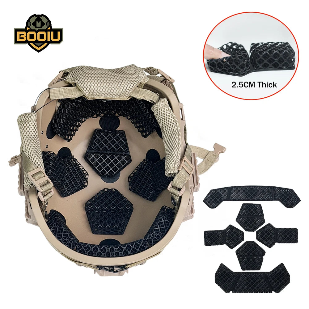 BOOIU Tactical Helmet 3D Printed Honeycomb Polymer Liner Pad Breathable High Elastic Shock Absorption Cushion For Outdoor Gear