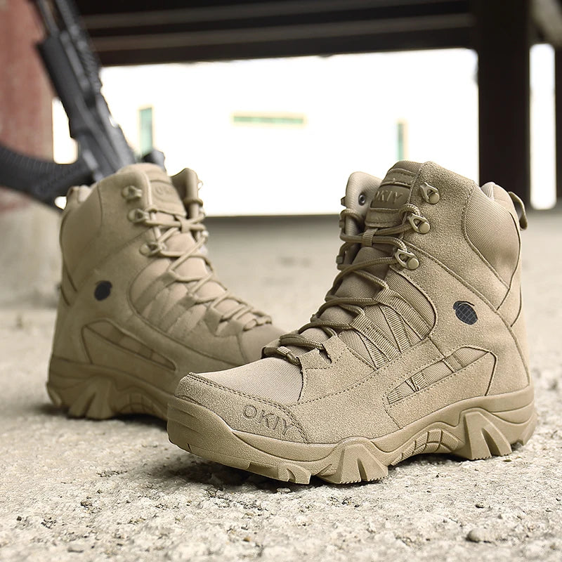 Mens Hiking Boots Anti-friction Thick Anti Slip Soles Mountain Sports Fashionable Casual Comfort Outdoor Construction Work Shoes