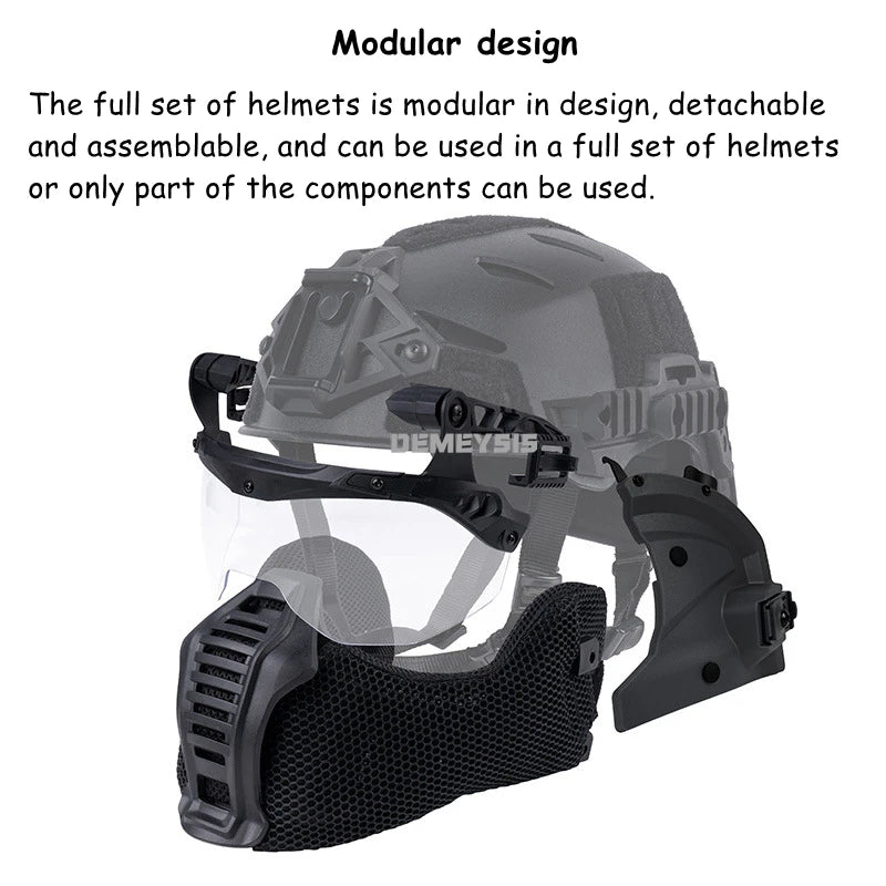 Airsoft Full Covered Helmets with Removable Mask Goggles Outdoor Hunting Tactical Wendy 3.0 Full Protection Helmet Training Gear
