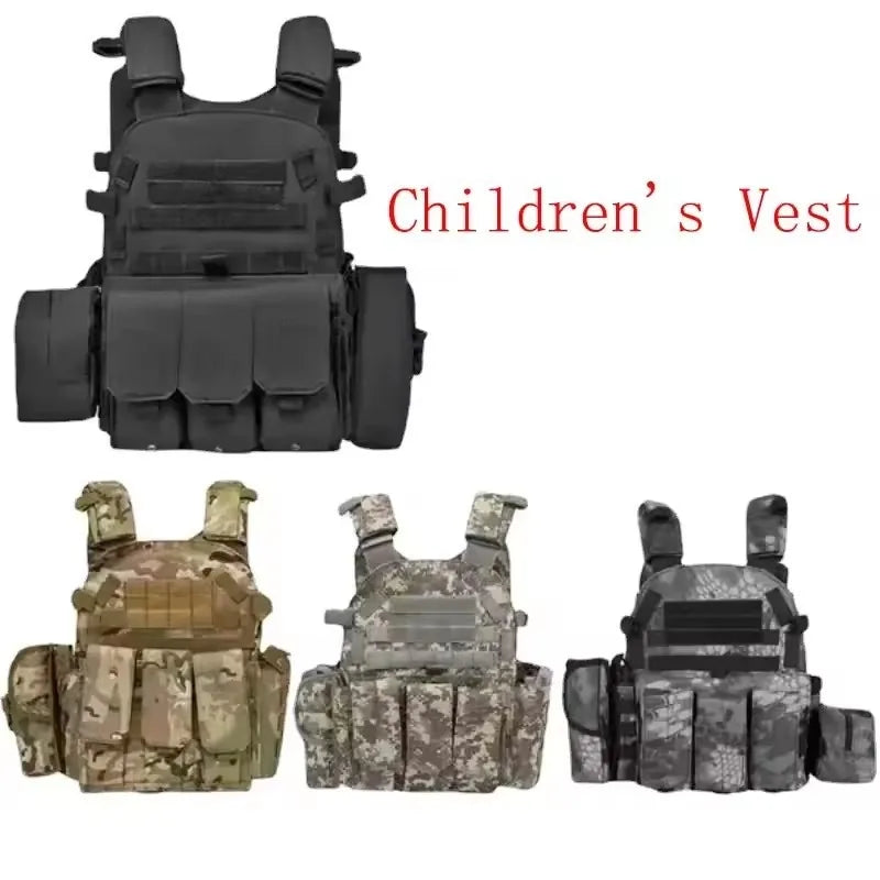 Children Nylon Gear Tactical Vest Body Protection Hunting Carrier Children Accessories Pouch Training Camping Kid Camo Vest