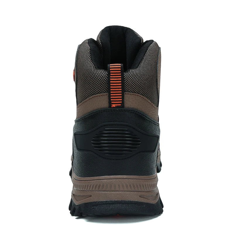 Large Size High-Top Boots Men Outdoor Warm Fur Snow Boots Black Leather Casual Ankle Boot Autumn Fall Winter Tactical Sneakers