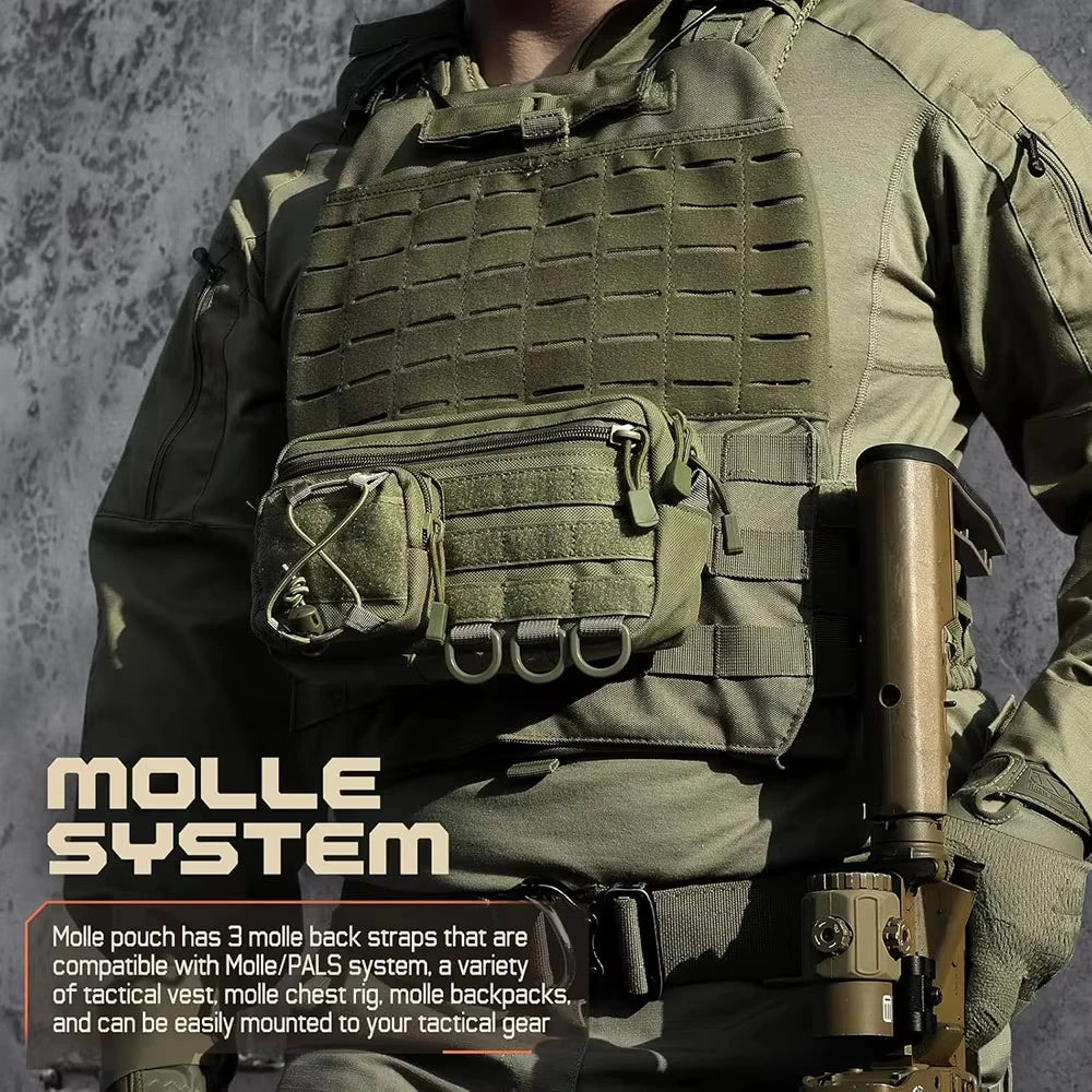 Tactical Molle Storage Bag Outdoor Sports Mobile Phone Pouch Men Belt Fanny Pack Belt Zipper Utility Waist Bag EDC Tool Pouch