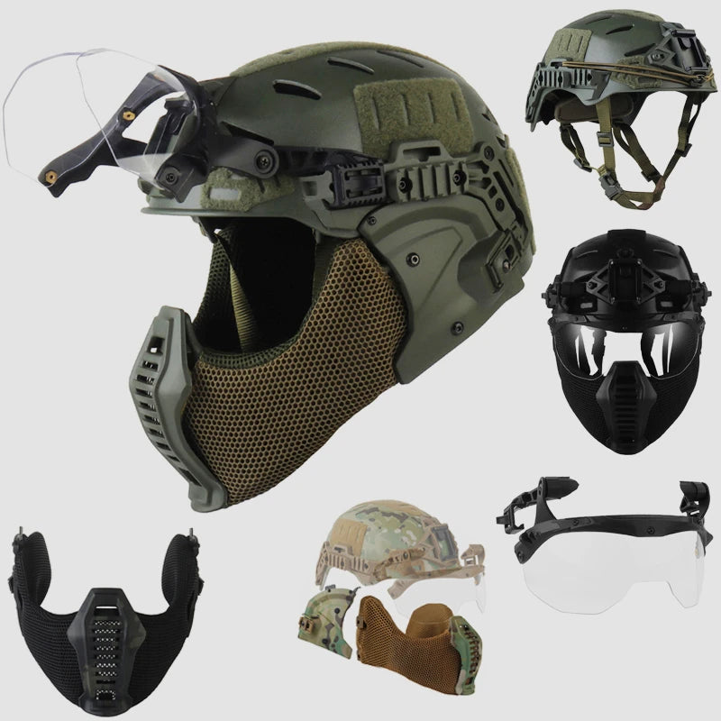 Airsoft Full Covered Helmets with Removable Mask Goggles Outdoor Hunting Tactical Wendy 3.0 Full Protection Helmet Training Gear