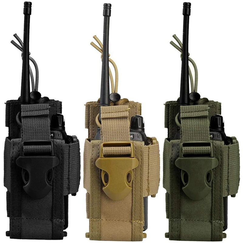 Nylon Talkie Case Adjustable Walkie Talkie Bag Molle Two Way Radio Holster Pouch Tactical Hunting Interphone Hanging Bag