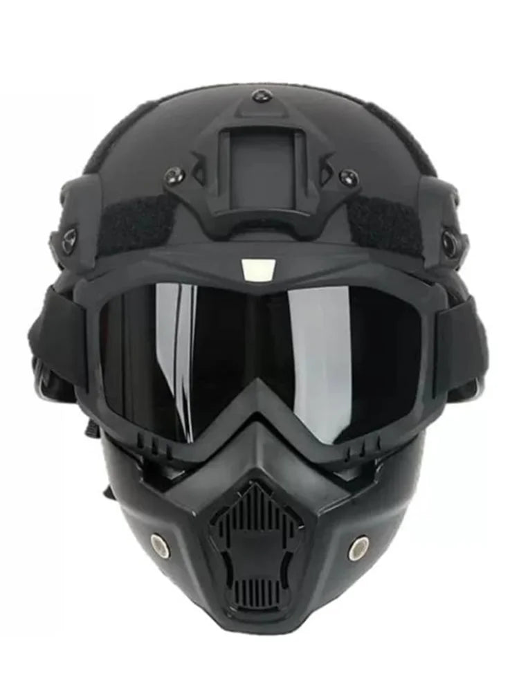 Military Tactical Full Face MICH Helmet ABS Detachable Goggles NVG Bracket for Riot Airsoft CS Outdoor Wargame Protective Gear