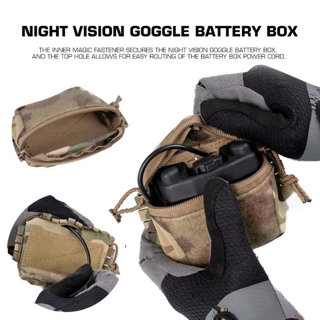 Poseidon Defense SC Helmet Accessories Storage Pouch Cord Routing Hole Compatible With Night Vision NVG Battery Box Camera Light
