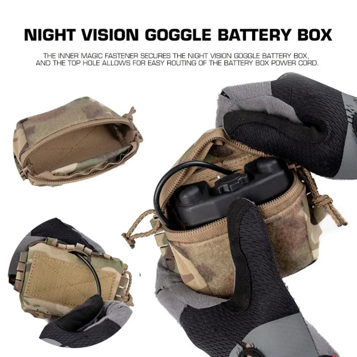 Poseidon Defense SC Helmet Accessories Storage Pouch Cord Routing Hole Compatible With Night Vision NVG Battery Box Camera Light