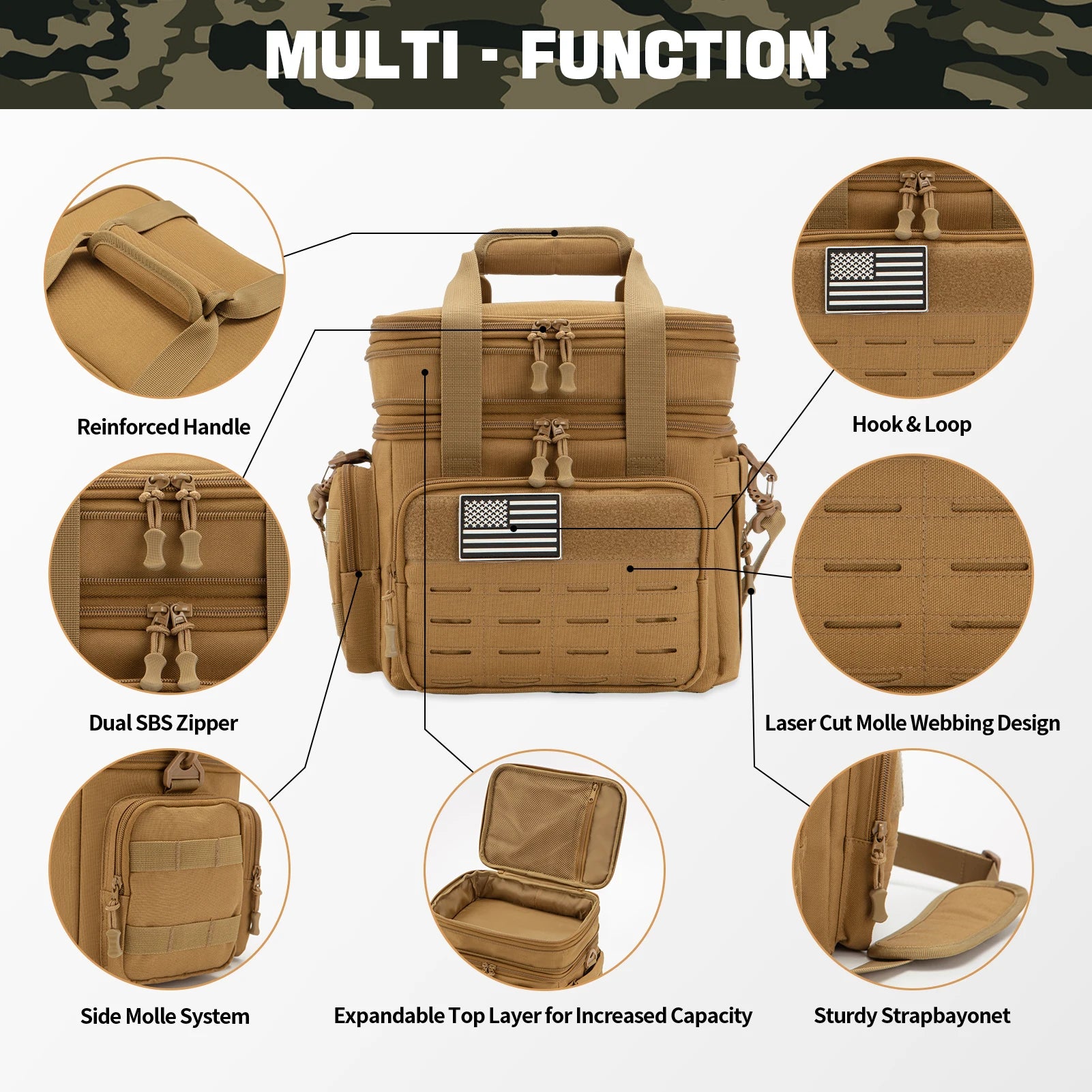 Tactical Lunch Bag for mens heavy duty lunch box Leakproof insulated Durable Thermal Cooler Bag Adult Meal Camping Picnic Pail