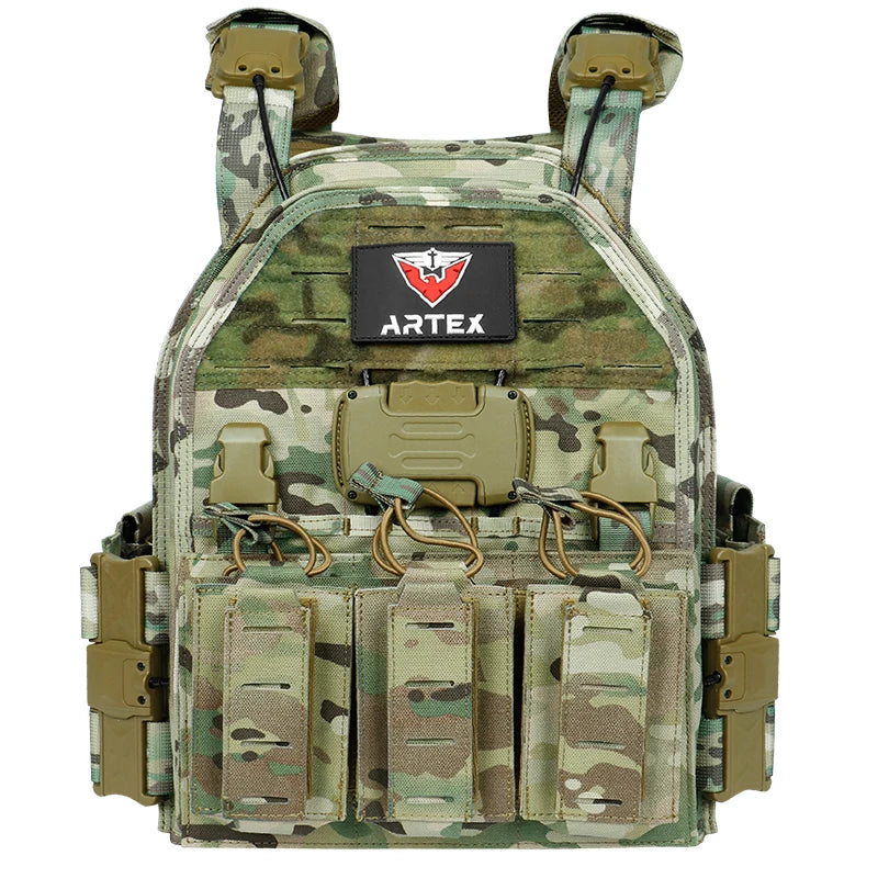 ARTEX 8125 Black Nylon Tactical Plate Carrier Vest One-Click Quick Release MOLLE Airsoft Training Gear