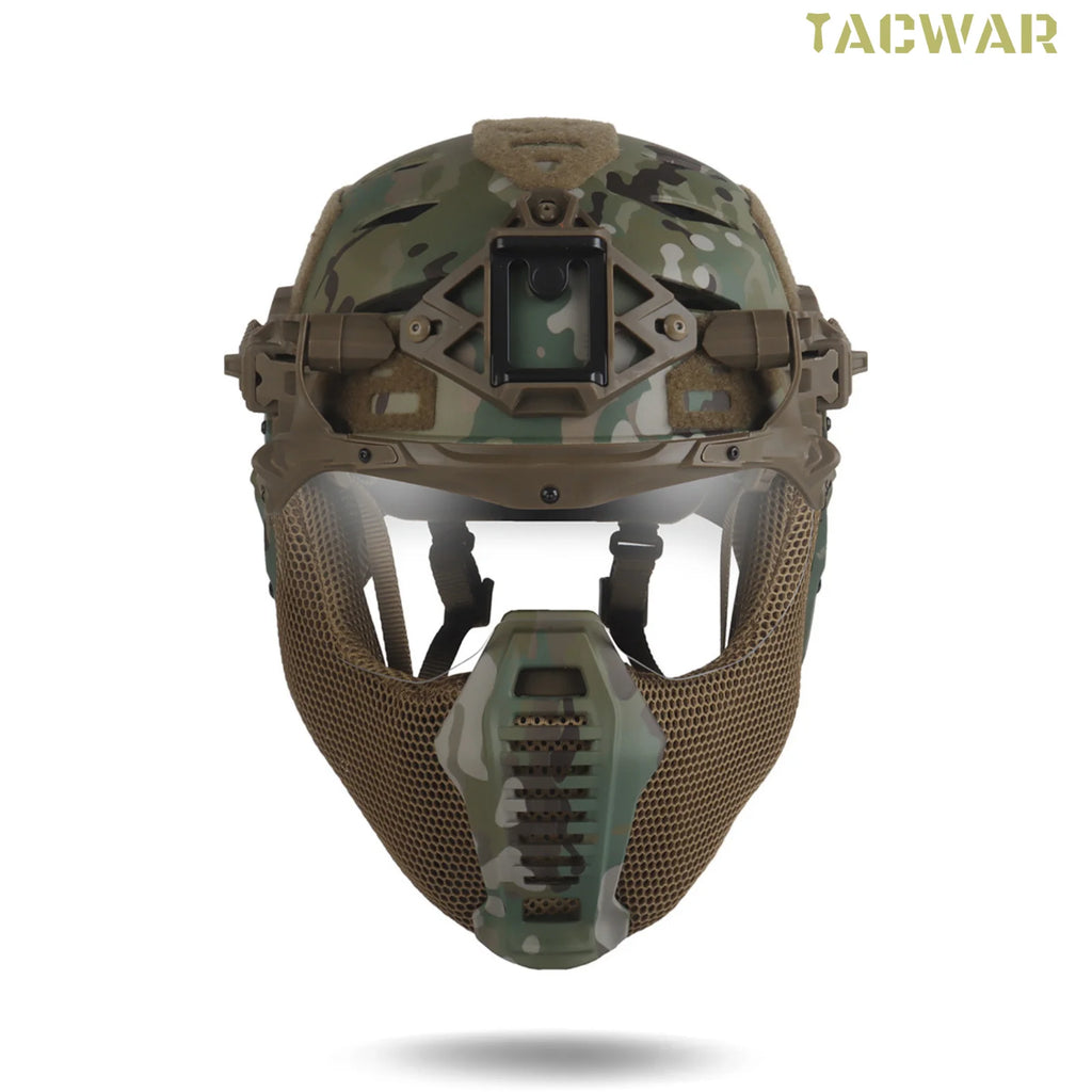 Wendy 3.0 Tactical Full Protection Helmet with Flip Goggles Ear Cover Mask for Hunting Airsoft Paintball CS Game Training