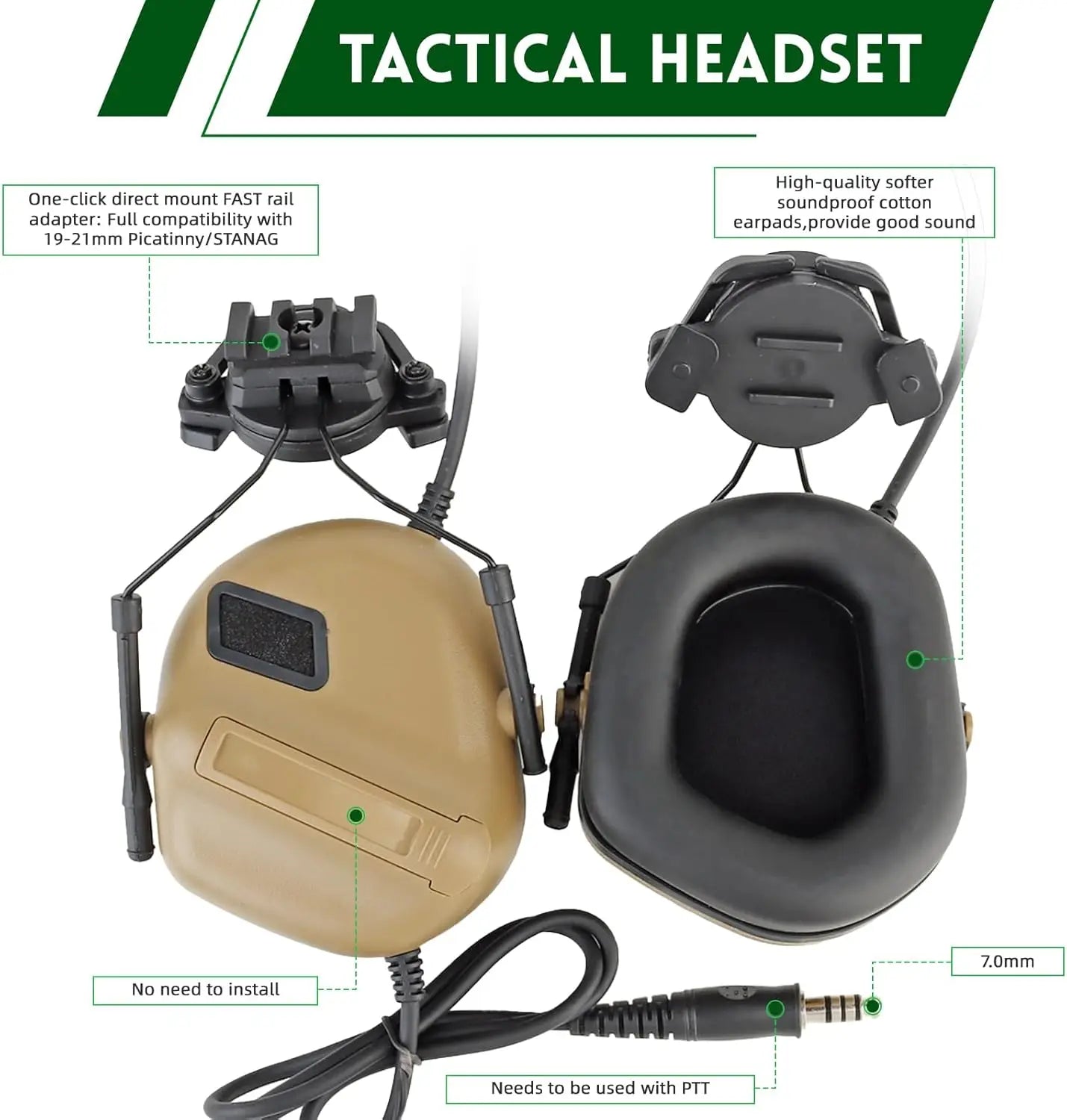 Tactical Helmet with Headset 4 in1 Upgraded Adjustable with Helmet Cover Signal Light for Airsoft Cosplay Military Tactical Gear