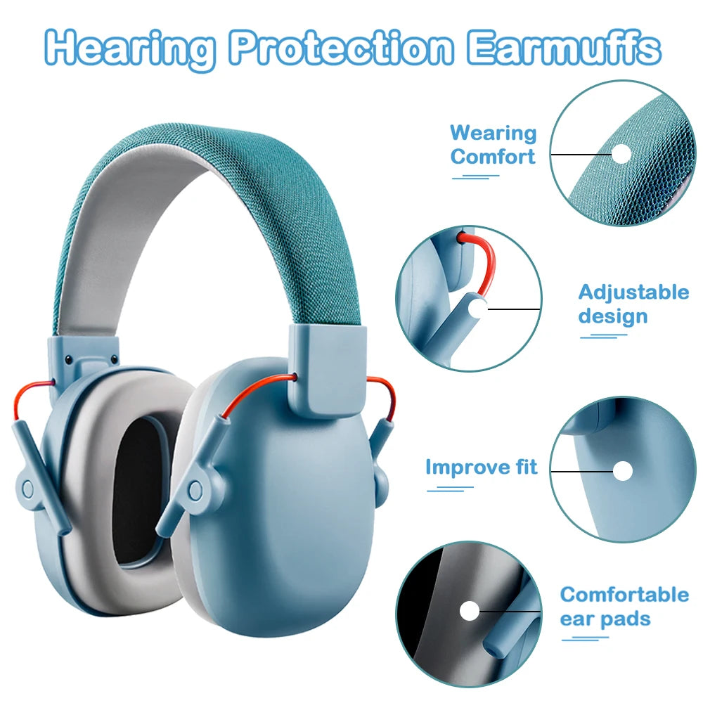 Noise-Reducing Headphones for Kids Hearing Protection Earmuffs for Children Ages 3-16 Adjustable NRR 25dB Safety Ear Muffs