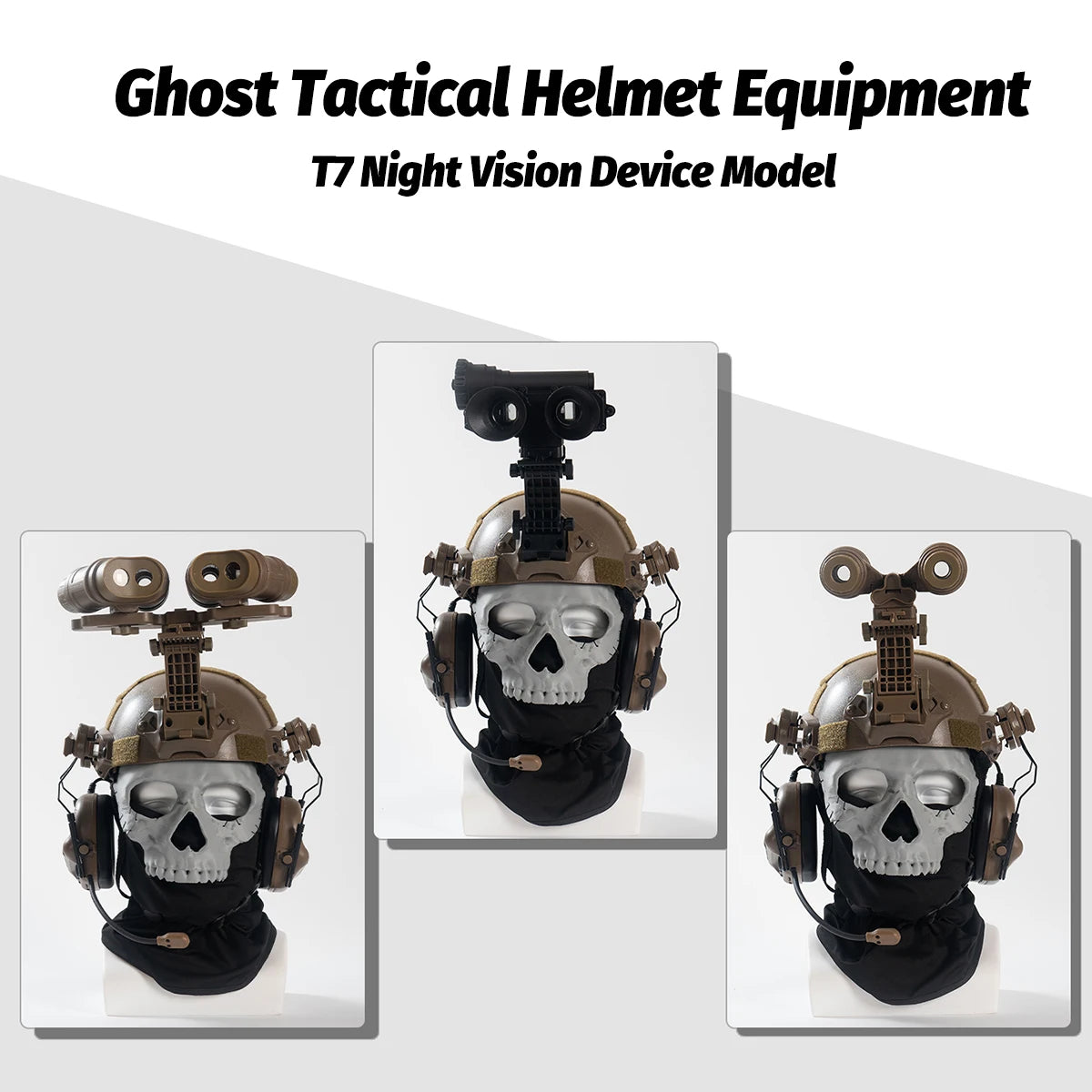 Children's Tactical Helmet Set with Night Vision Goggles Bluetooth Headset Ghost Mask Cod Cosplay Helmet Kit for Kid's Gifts