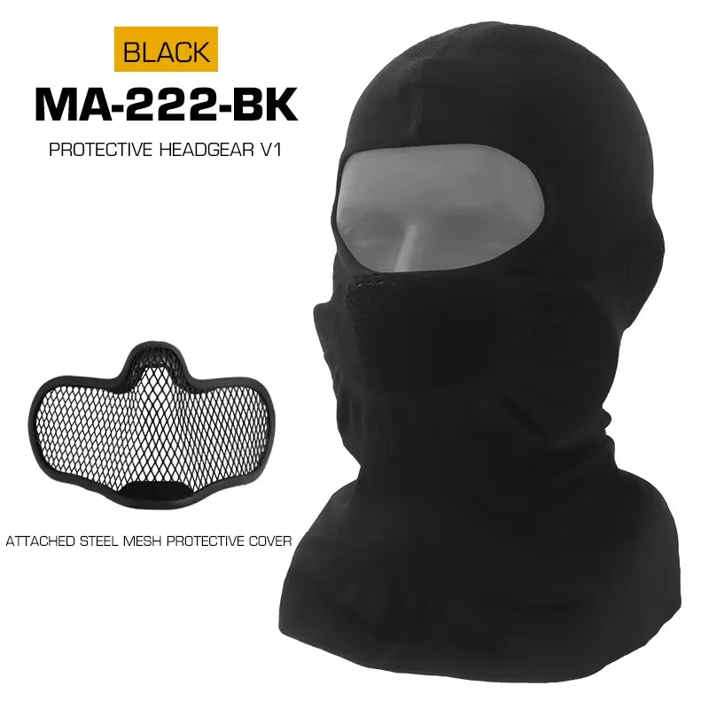 Full Face Mask Headger Motocross Riding Scarf Tactical Airsoft Head Cover Cosplay Party Hat Hunting Training Gear Ranger Green
