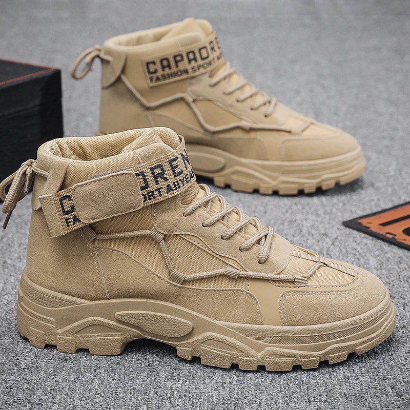 Men's Casual Leather Boots Four Seasons Outdoor Hiking Boots Fashion Retro Work Boots Thick Bottom Ankle Boots Anti-slip 2024