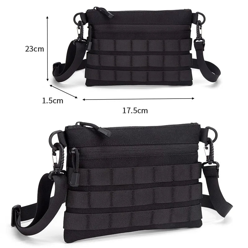 Tactical MOLLE Crossbody Bag 600D Nylon EDC Sling Shoulder Bag with Modular Webbing for Outdoor Hiking Daily Travel