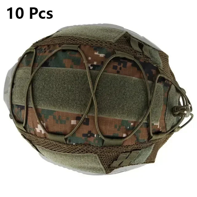 10Pcs Militar Helmet Cover for Fast MH PJ BJ OPS-Core Helmet Airsoft Paintball Tactical Helmet Cover camo with Elastic Cord