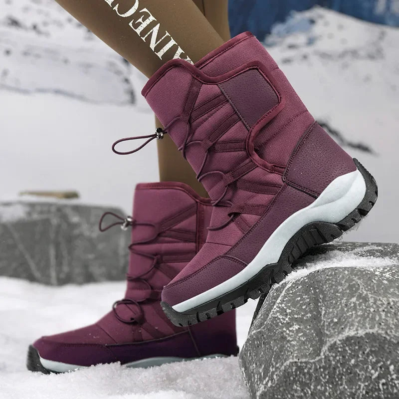 New Winter Hiking Boots Warm Plush Men's Boots High Top Couple Snow Boots Winter Outdoor Anti-Slip Ankle Boots Work Casual Boots