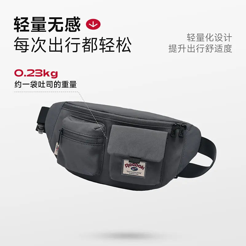 REEBOK Casual Lightweight Crossbody Waist Bag Unisex Outdoor Sport Fanny Pack Women Men Phone Side Belt Bag Bum Bag