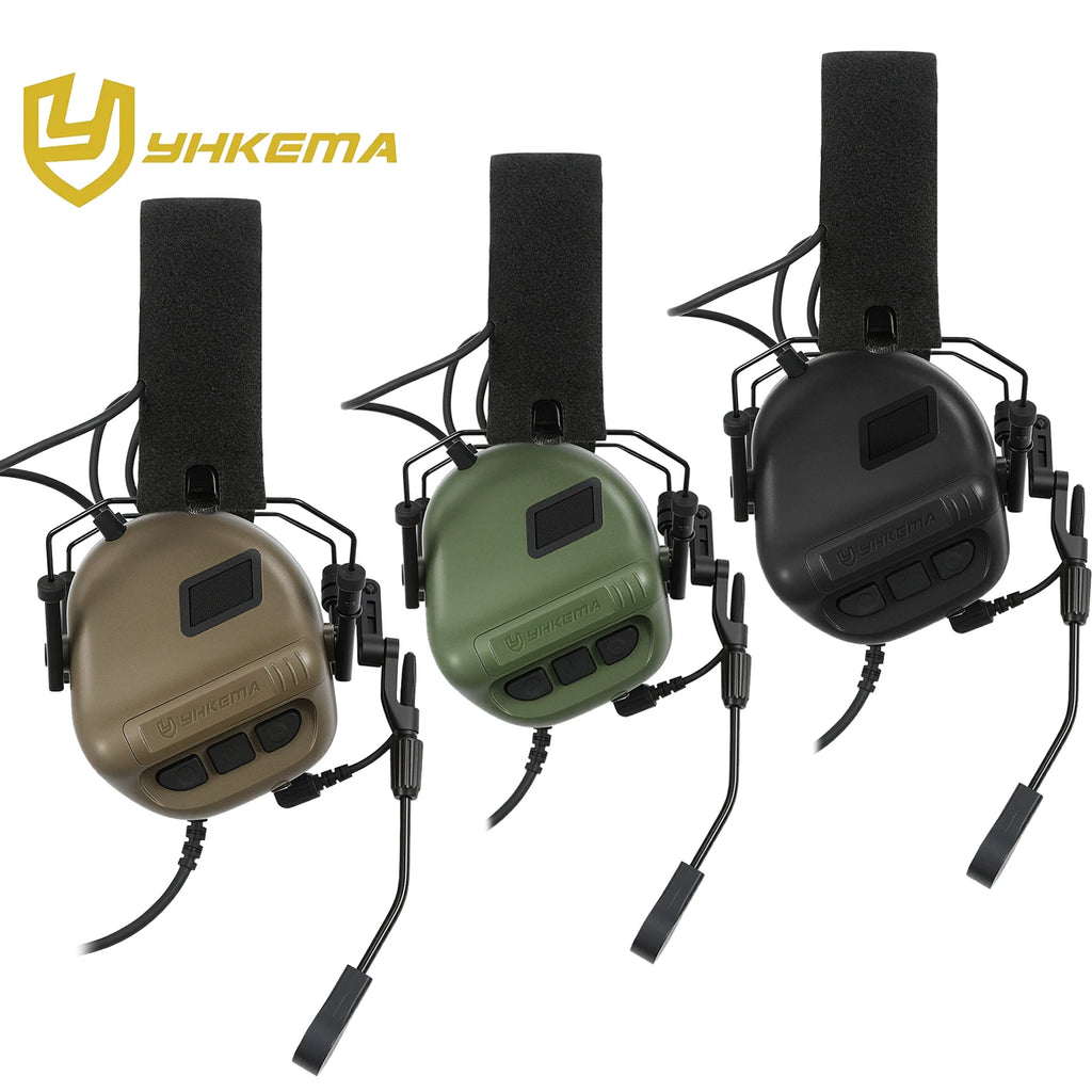YHKEMA E70 Electronic Tactical Communication Headset with U94-PTT Cable Active Noise Canceling Earmuffs for Hunting