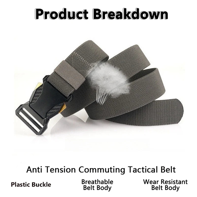 Canvas Tactical Belt Men's Automatic Buckle Quick Release Military Belt Casual Outdoor Training Workwear Pants Waist Belt