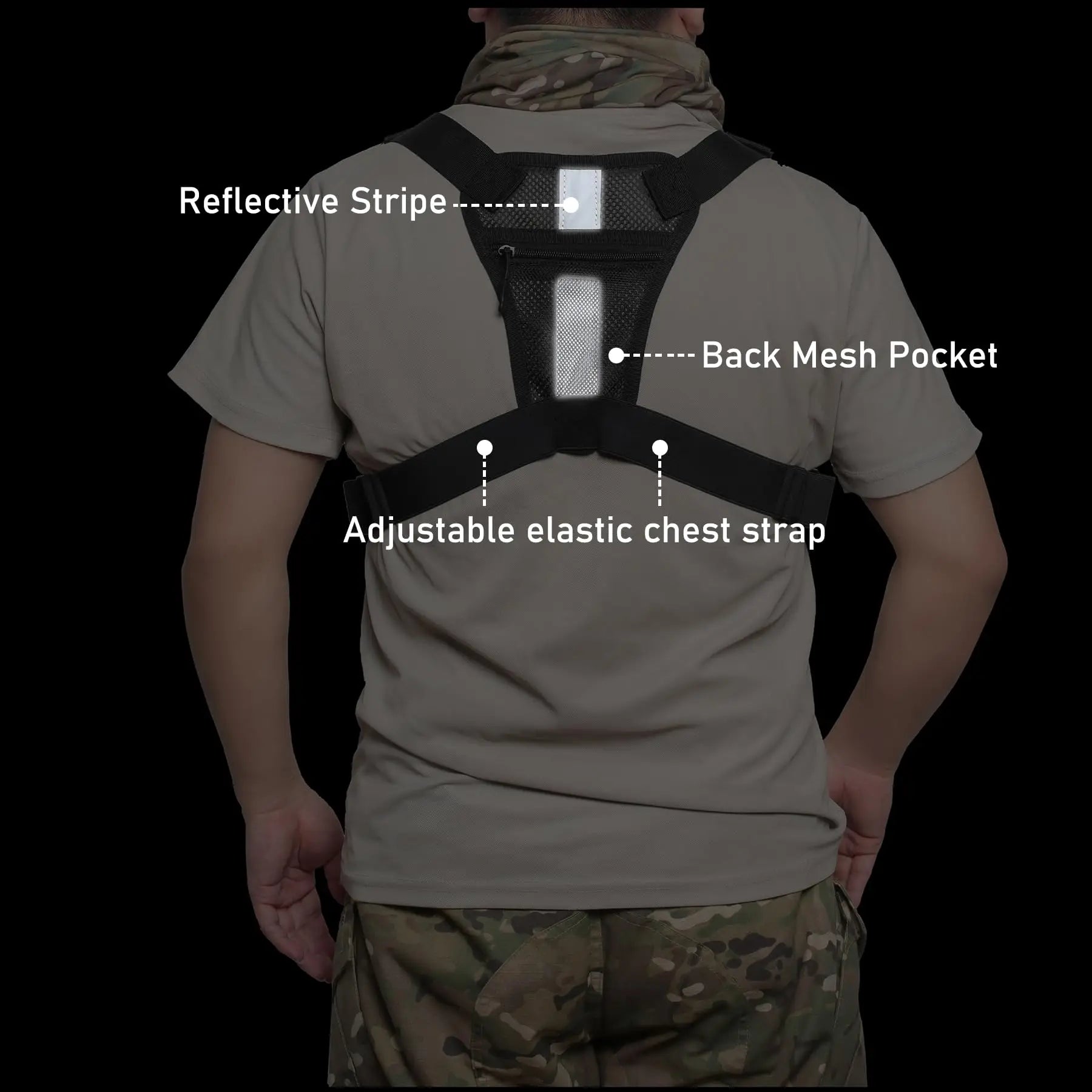 Sports Chest Bag For Men, Water Resistant Lightweight Front Running Vest Bag With Built-In Phone Holder & Extra Storage For Workouts, Cycling, Running