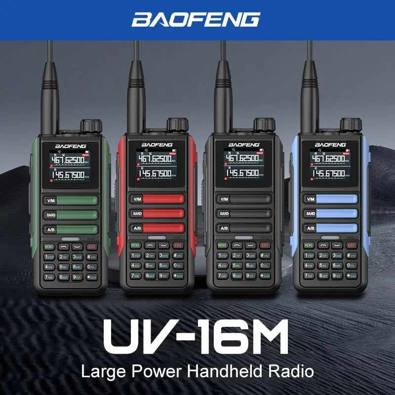 1/2PCS Baofeng Walkie Talkie UV-16M V2 Two Way Radio VHF/UHF 136-174MHz&400-520MHz FM Portable Transceiver With Type-C Charging