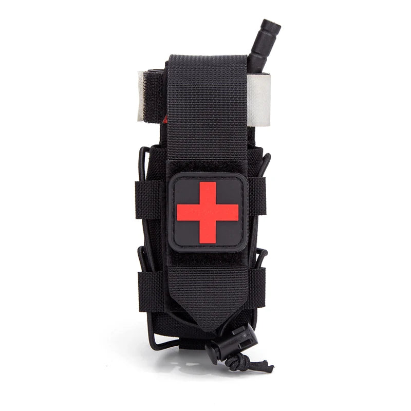 MOLLE Tourniquet Holder IFAK TQ Holder Tactical Medical Pouch Holster First Aid Kit Cross Patch/Bungee Cord