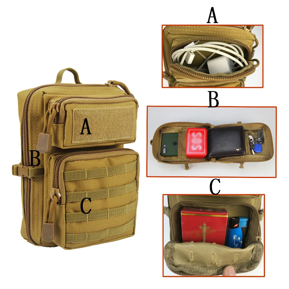 Tactical Molle Utility Pouch Outdoor Hiking Travelling Sling Backpack EDC Tool Pouch Medical Waist Packs Hunting Shoulder Bag