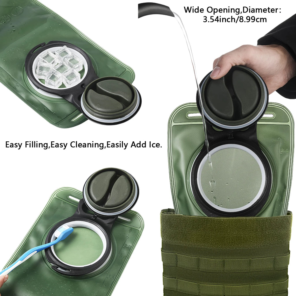 MOLLE Expansion System Accessories Water Bag Pack+2.0L Soft Water Bag Set Large Diameter Rotary Cap Bite Drinking Pipe