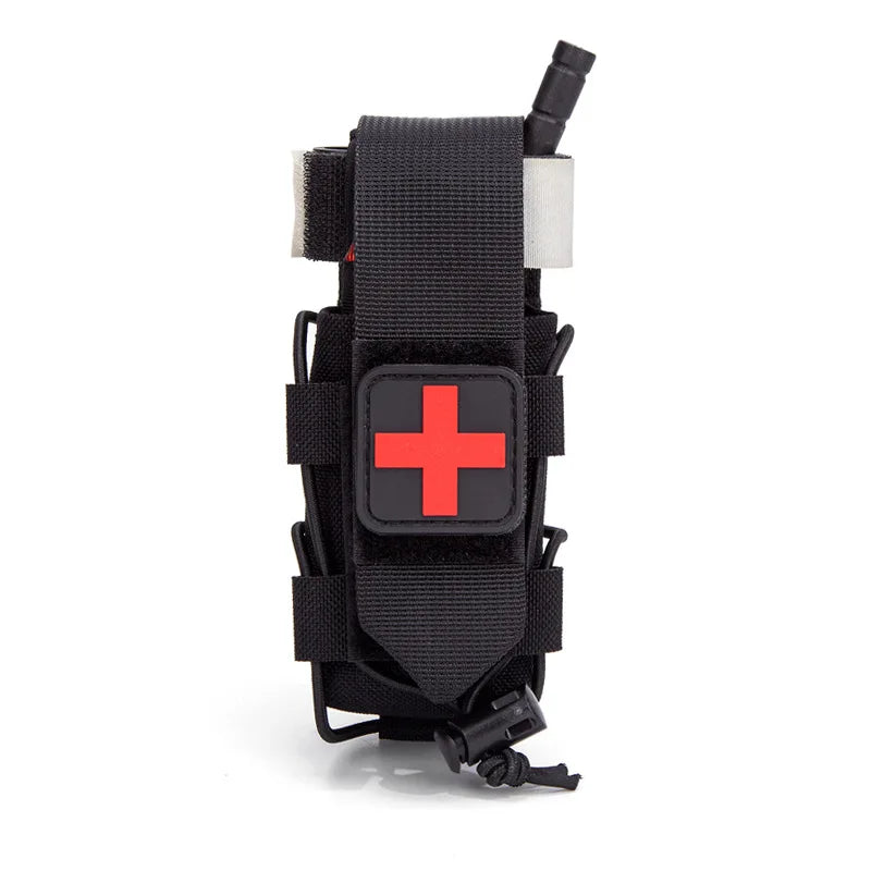 MOLLE Tourniquet Holder IFAK TQ Holder Tactical Medical Pouch Holster First Aid Kit Cross Patch/Bungee Cord