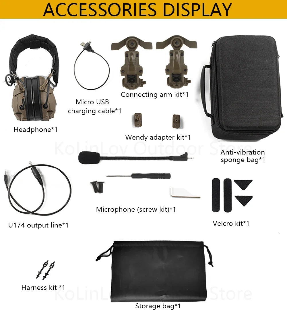Noise Reduction Tactical Bluetooth Headset for OPS Core ARC and Wendy Sport Helmet Hunting Shooting Rechargeable Tuning