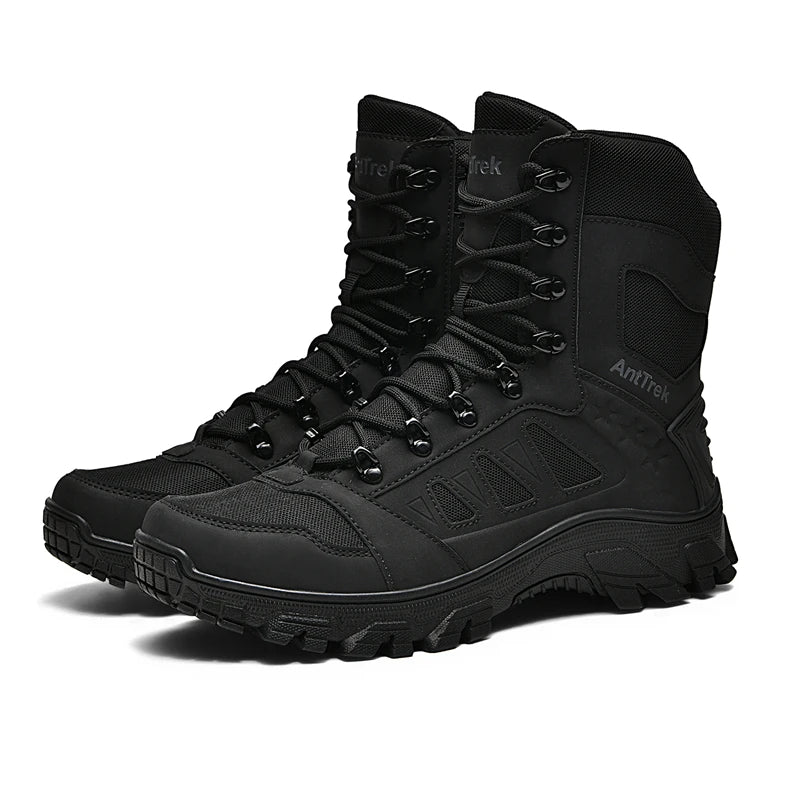 CHRLCK Men's Anti-slip Hiking Boots Waterproof Mountaineering Shoes High Top Outsole Cushioning Wear-resistant Tactical Shoes