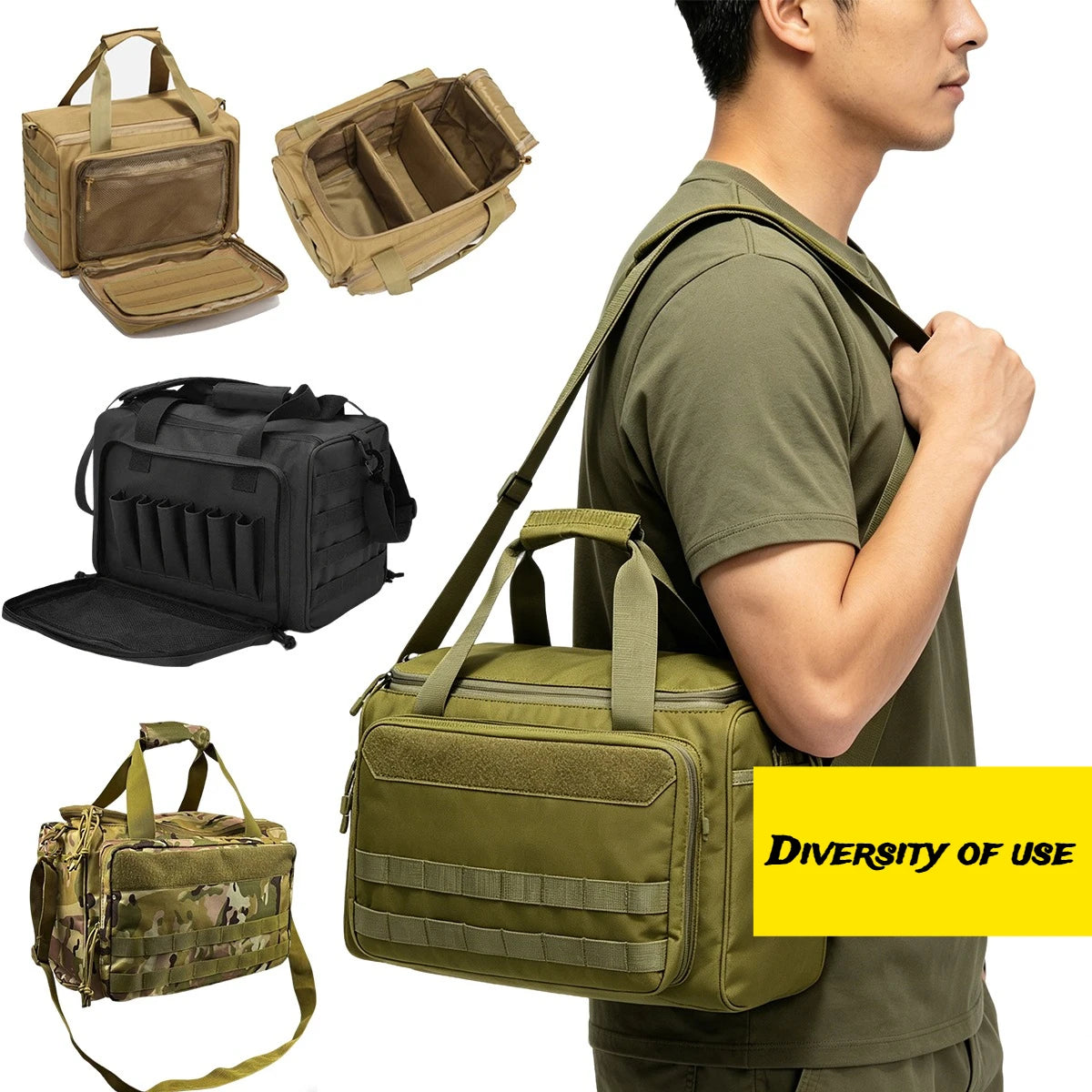 Tactical Range Bag Molle Shoulder Bag High Capacity Multifunctional Equipment Training Supplies Shoulder Pack