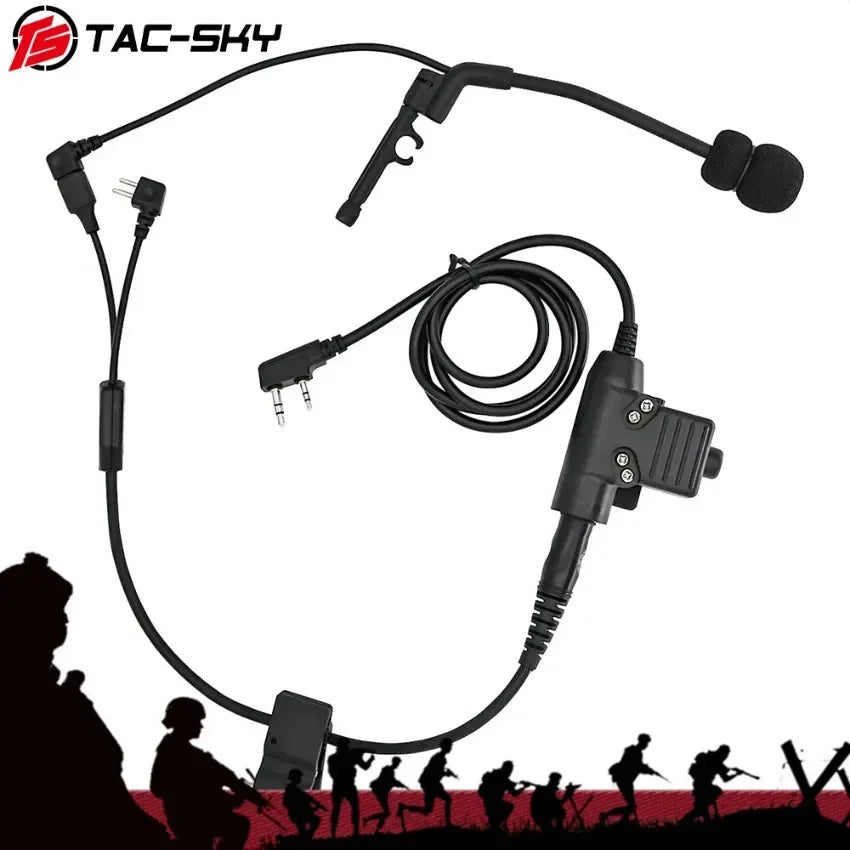 TAC-SKY outdoor hunting tactical headset Y cable set adapter Compatible with U94 PTT For Pelto PTT and COMTA microphone