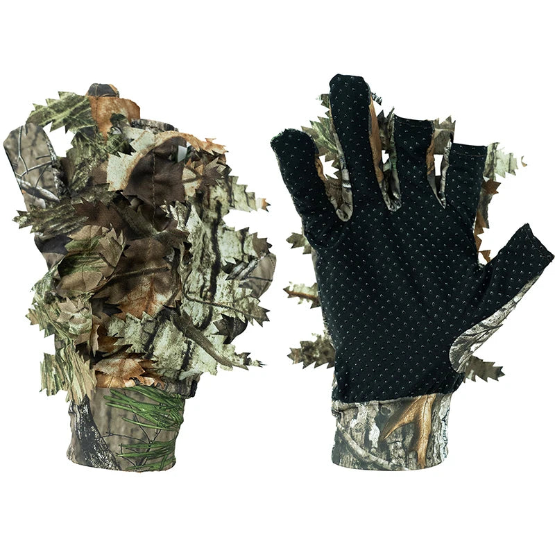Hunting Gloves Camouflage Gloves Bionic Tree Camouflage Hunting Thin Anti Slip Fishing Photography Bird Watching Suit Gloves