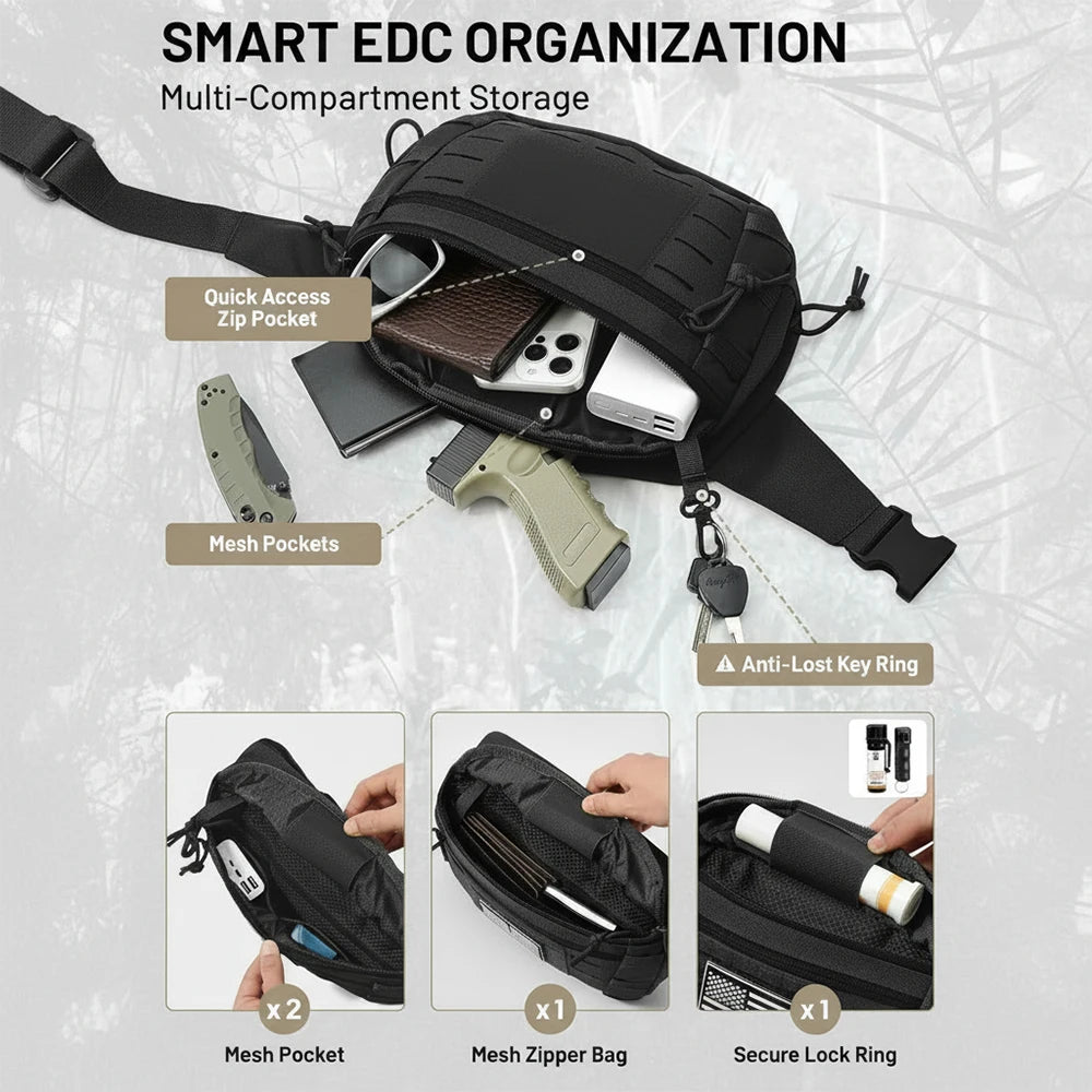 Concealed Carry Gun Fanny Pack Tactical Pistol Holster Bag Quick Release Handgun Pouch Molle EDC Shoulder Bag Sling Backpack