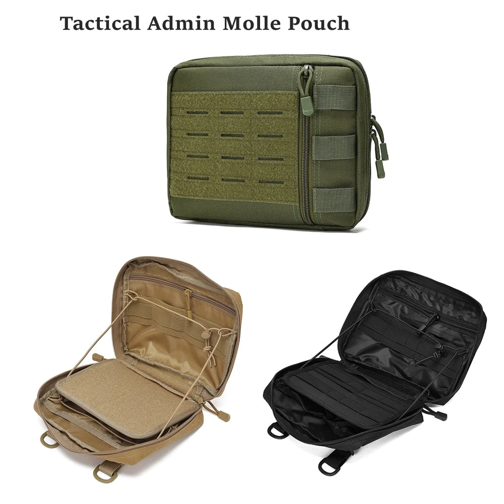 434 Tactical Admin Molle Pouch, Medical EDC EMT Utility Bag Shell Design Attachment Pouches 1000D Nylon Hiking Belt Bags