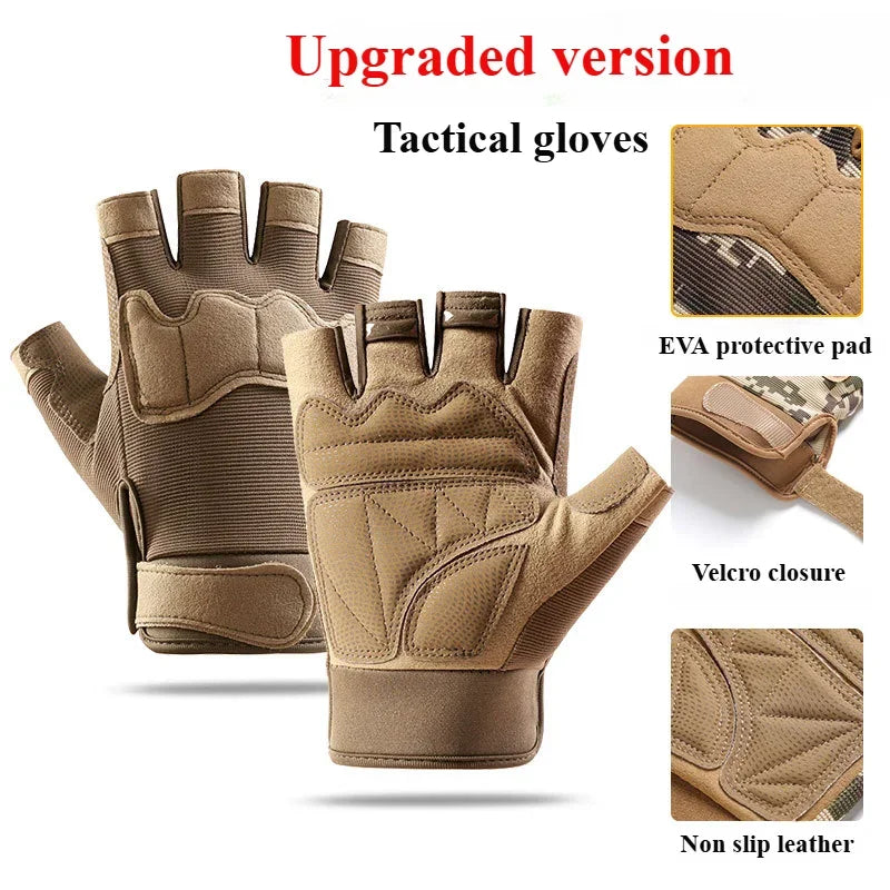 Hunting Gloves for Men and Women Half Finger Outdoor Mountaineering and Cycling Wear-resistant Breathable Riding Gloves Camping